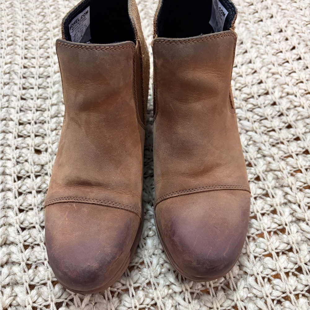 Sorel Brown Leather Chelsea Ankle Boots